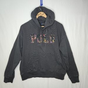 Polo Ralph Lauren Ladies Gray Hoodie Sweatshirt With Polo Wording Size XL